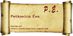 Petkovics Éva névjegykártya
