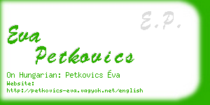 eva petkovics business card